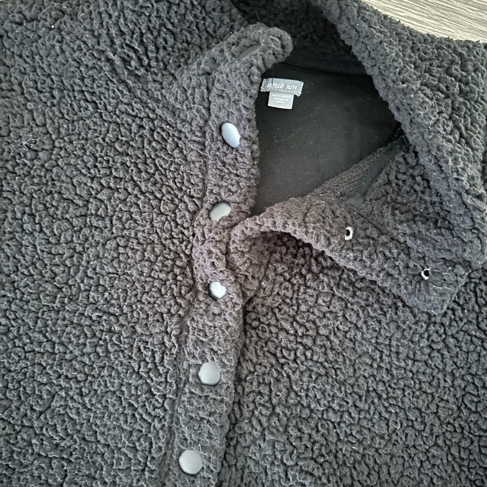 Aerie Black Teddy Henley Sweatshirt - Picture 2 of 2